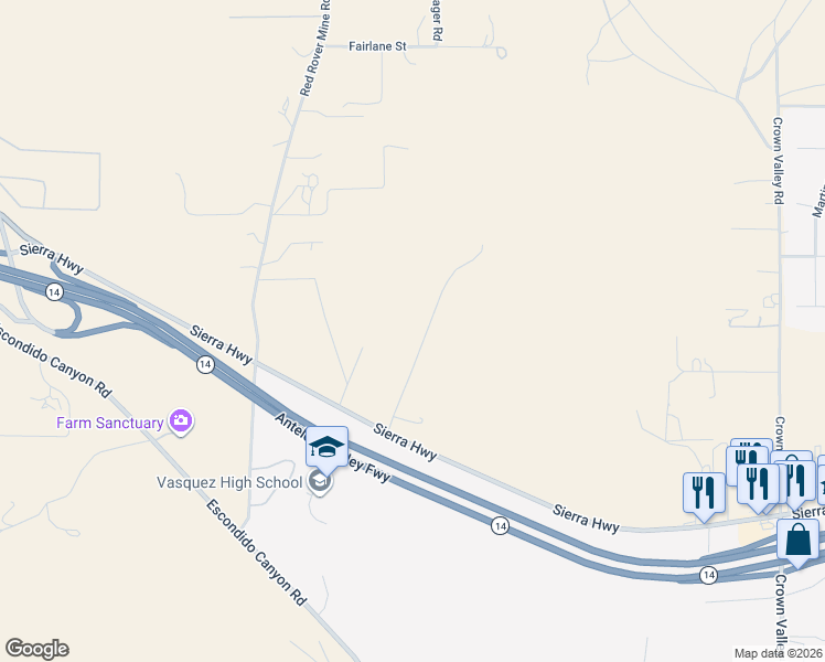 map of restaurants, bars, coffee shops, grocery stores, and more near 33947 Hypotenuse Road in Acton