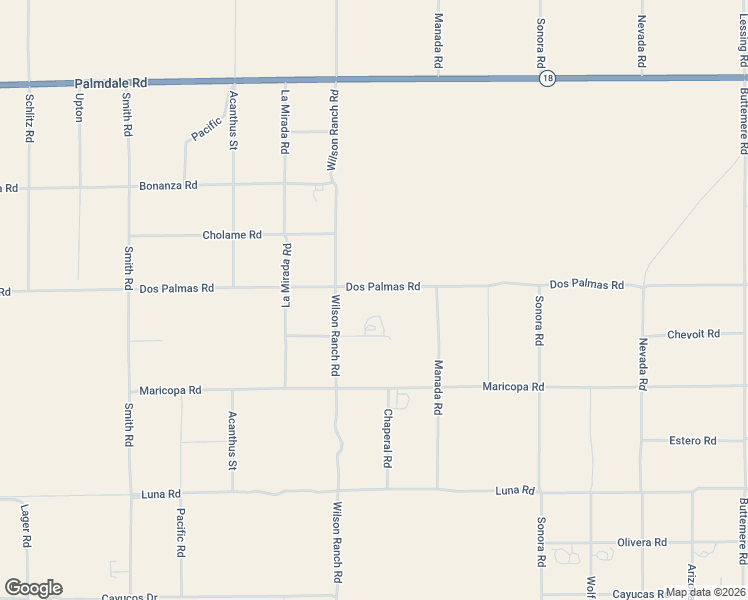 map of restaurants, bars, coffee shops, grocery stores, and more near 6573 Dos Palmas Road in Phelan