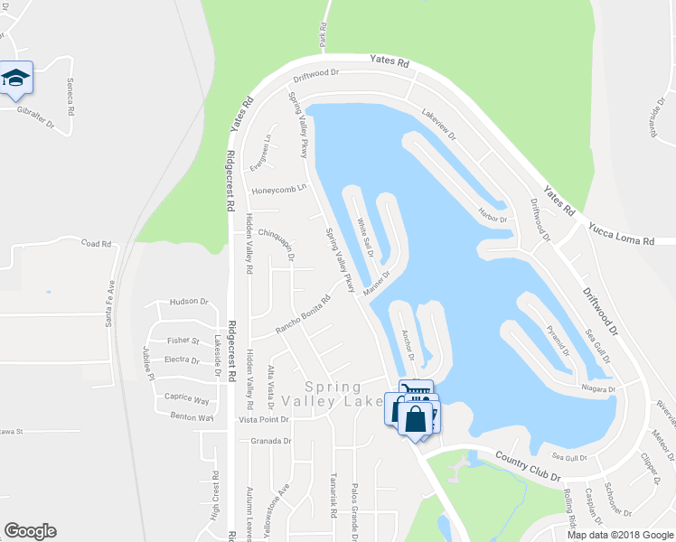 map of restaurants, bars, coffee shops, grocery stores, and more near 13636 Spring Valley Parkway in Victorville