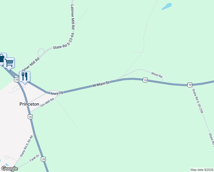 map of restaurants, bars, coffee shops, grocery stores, and more near 18361 U.S. 76 in Honea Path