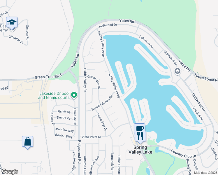map of restaurants, bars, coffee shops, grocery stores, and more near 17890 San Gabriel Lane in Victorville