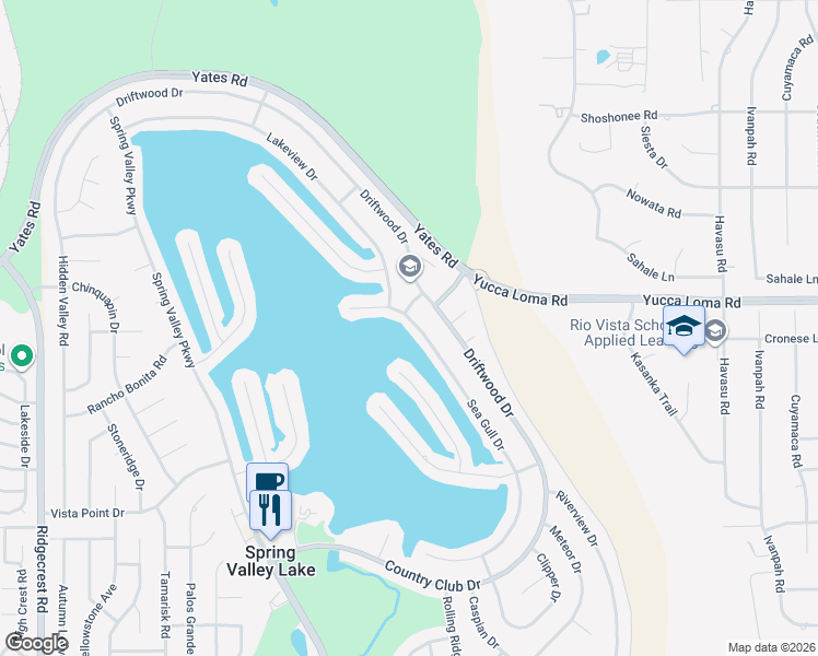 map of restaurants, bars, coffee shops, grocery stores, and more near 13636 Sea Gull Drive in Victorville