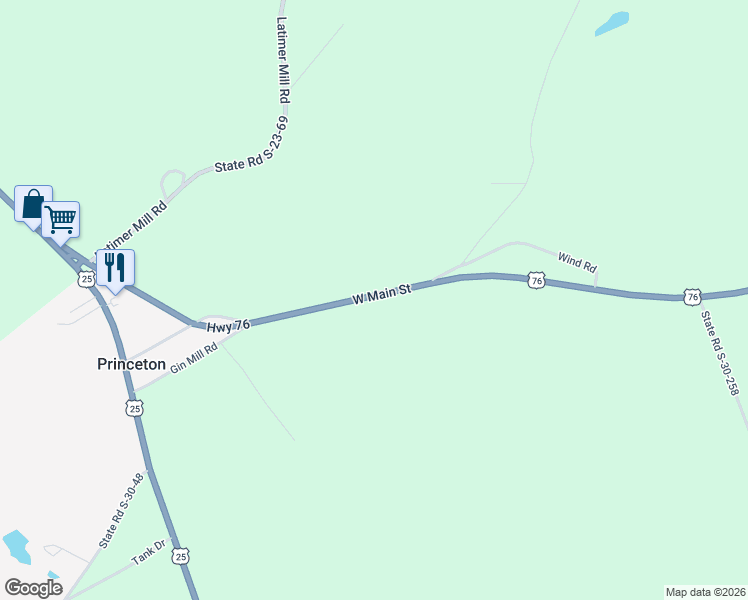 map of restaurants, bars, coffee shops, grocery stores, and more near 18361 U.S. 76 in Honea Path