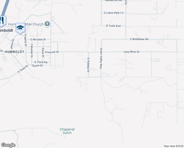 map of restaurants, bars, coffee shops, grocery stores, and more near 2930 Holiday Drive in Dewey-Humboldt