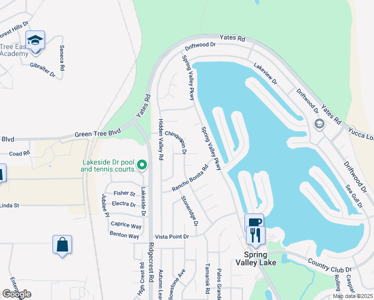 map of restaurants, bars, coffee shops, grocery stores, and more near 17830 San Gabriel Lane in Victorville