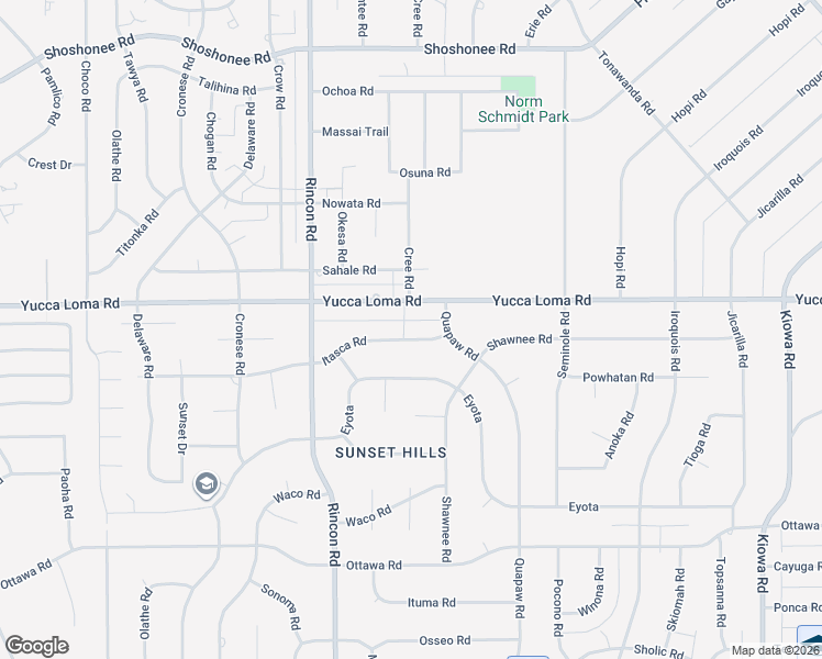 map of restaurants, bars, coffee shops, grocery stores, and more near 20249 Yucca Loma Road in Apple Valley