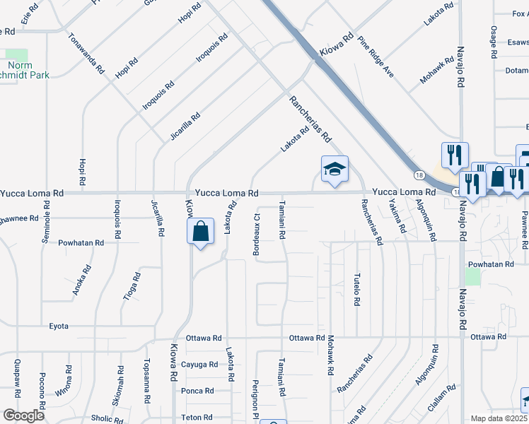 map of restaurants, bars, coffee shops, grocery stores, and more near 21120 Beaujolais Way in Apple Valley
