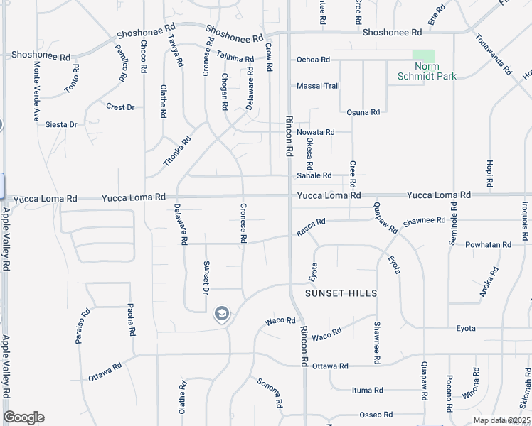 map of restaurants, bars, coffee shops, grocery stores, and more near 20034 Cronese Lane in Apple Valley
