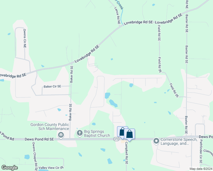 map of restaurants, bars, coffee shops, grocery stores, and more near 310 Erica Lane Southeast in Calhoun