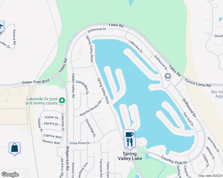 map of restaurants, bars, coffee shops, grocery stores, and more near 13670 White Sail Drive in Victorville