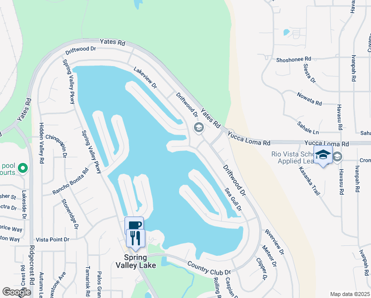 map of restaurants, bars, coffee shops, grocery stores, and more near 13666 Sea Gull Drive in Victorville