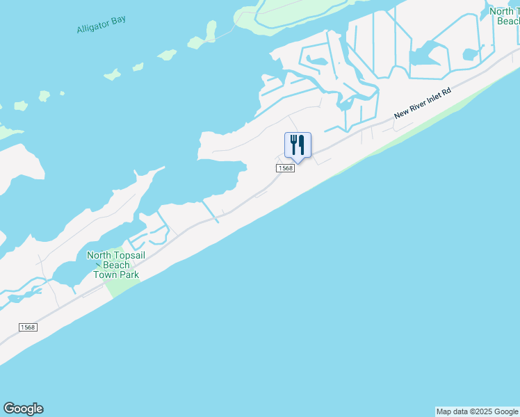 map of restaurants, bars, coffee shops, grocery stores, and more near 728 New River Inlet Road in North Topsail Beach