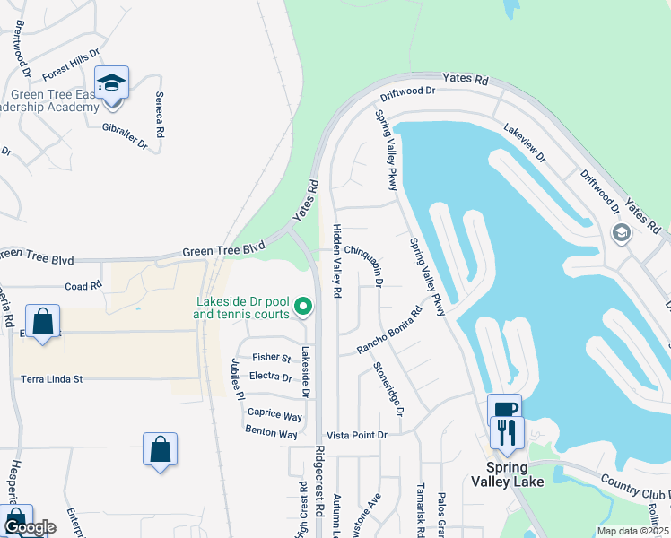 map of restaurants, bars, coffee shops, grocery stores, and more near 13699 Hidden Valley Road in Victorville