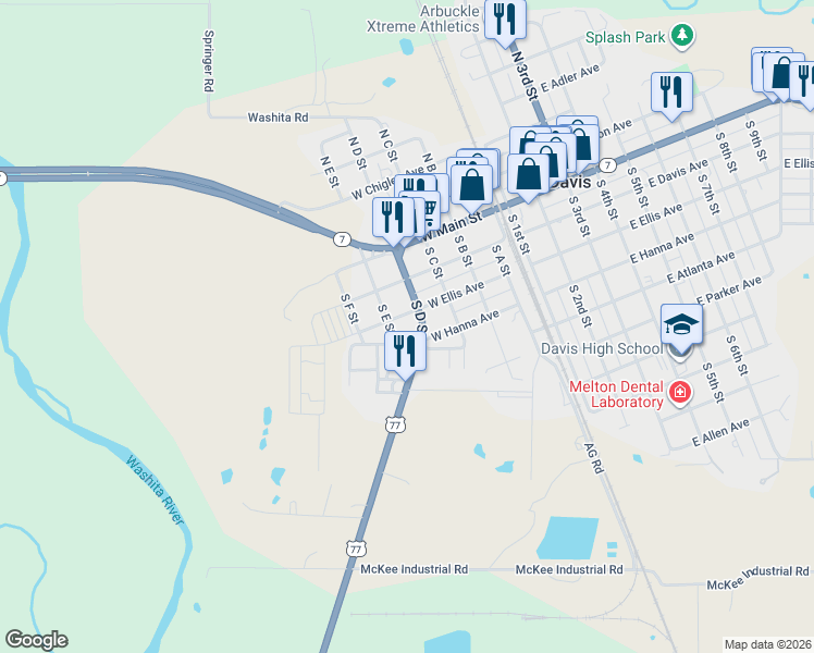 map of restaurants, bars, coffee shops, grocery stores, and more near 400-498 West Ellis Avenue in Davis