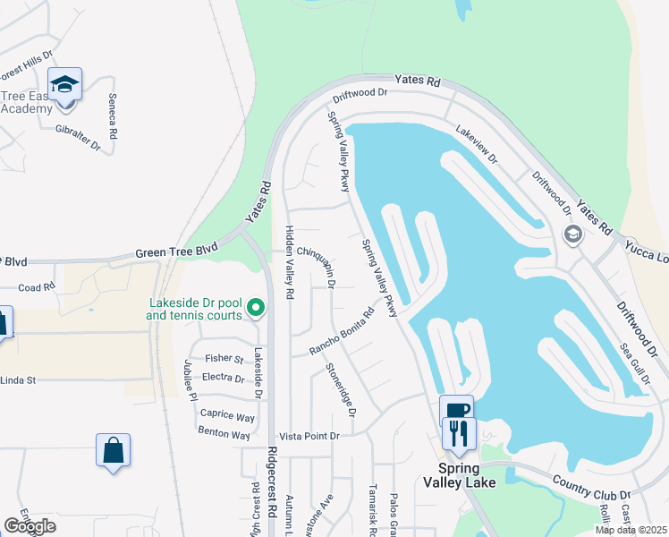 map of restaurants, bars, coffee shops, grocery stores, and more near 13685 Chinquapin Drive in Victorville
