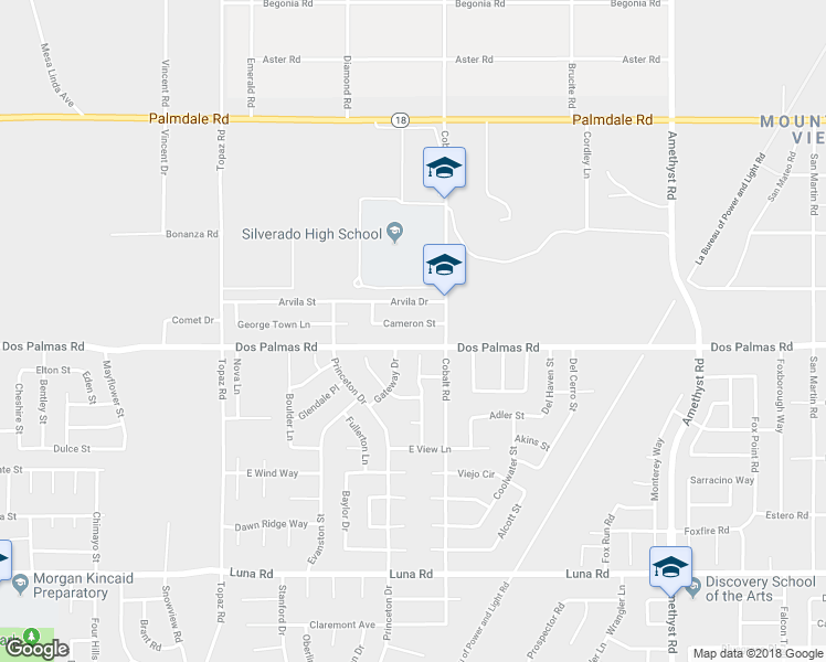 map of restaurants, bars, coffee shops, grocery stores, and more near 13241 Cameron Street in Victorville