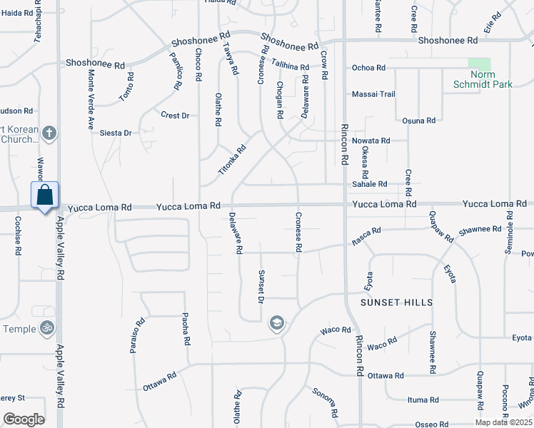 map of restaurants, bars, coffee shops, grocery stores, and more near 19924 Sunset Lane in Apple Valley
