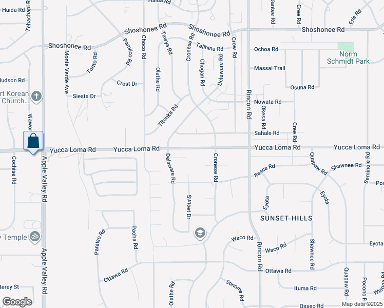 map of restaurants, bars, coffee shops, grocery stores, and more near 19924 Sunset Lane in Apple Valley