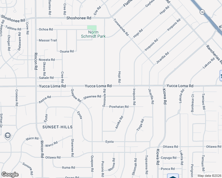 map of restaurants, bars, coffee shops, grocery stores, and more near 20585 Yucca Loma Road in Apple Valley