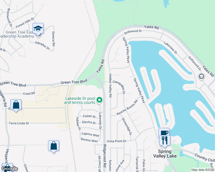 map of restaurants, bars, coffee shops, grocery stores, and more near 13780 Chinquapin Drive in Victorville
