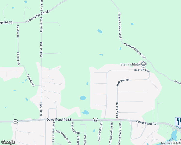 map of restaurants, bars, coffee shops, grocery stores, and more near 156 Emerald Drive Southeast in Calhoun