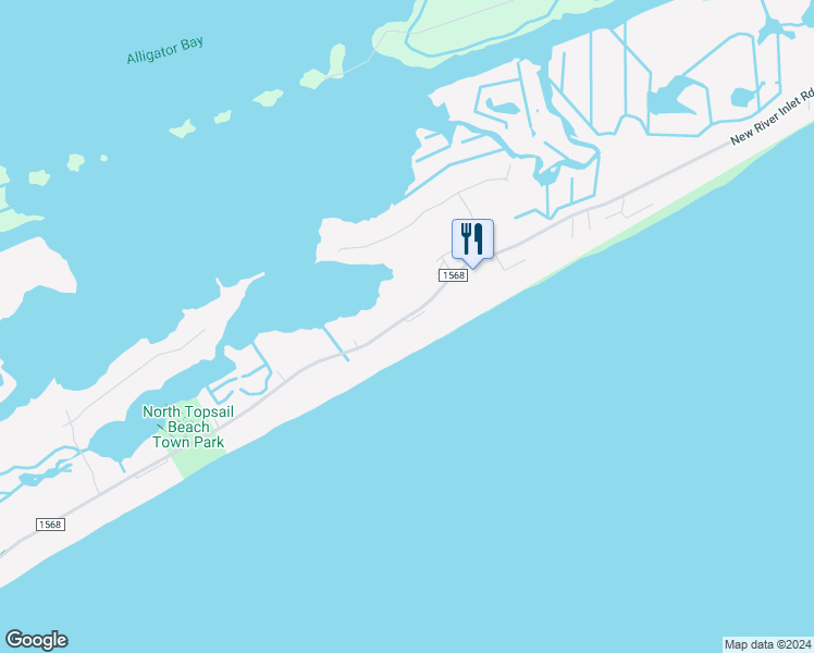 map of restaurants, bars, coffee shops, grocery stores, and more near 728 New River Inlet Road in North Topsail Beach