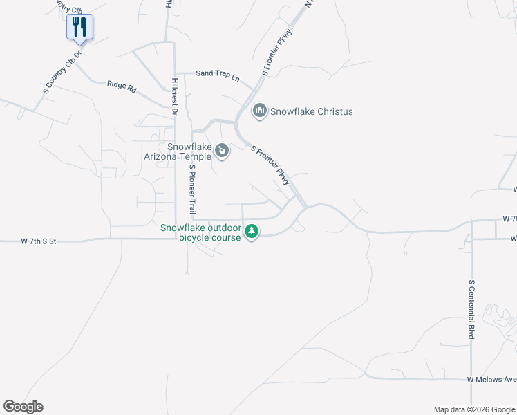 map of restaurants, bars, coffee shops, grocery stores, and more near 1790 Prairie Road in Snowflake