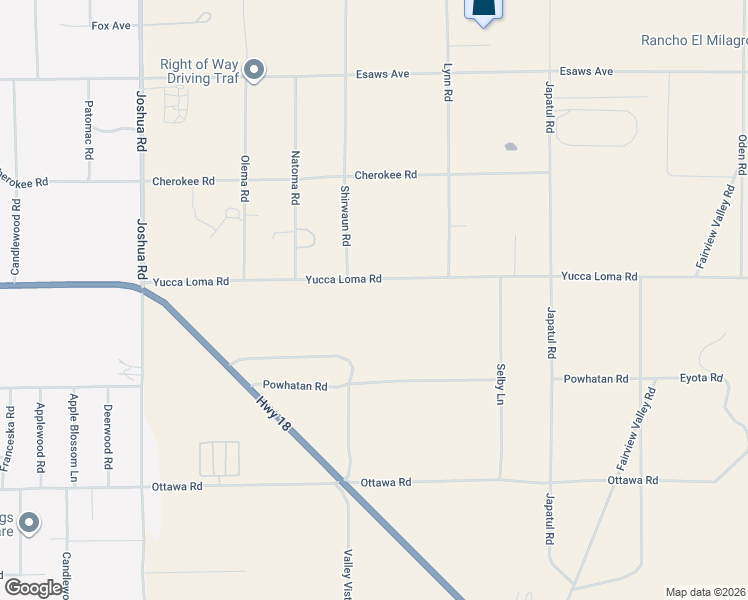 map of restaurants, bars, coffee shops, grocery stores, and more near Yucca Loma Road in Apple Valley