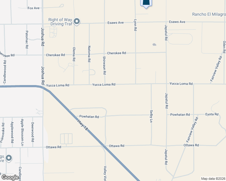 map of restaurants, bars, coffee shops, grocery stores, and more near 23737-23887 Yucca Loma Road in Apple Valley