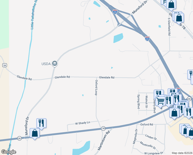 map of restaurants, bars, coffee shops, grocery stores, and more near 700 Oxford Loop in New Albany