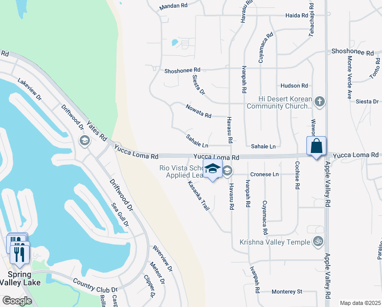 map of restaurants, bars, coffee shops, grocery stores, and more near 21351 Yucca Loma Road in Apple Valley