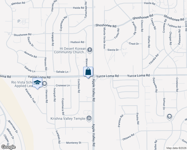 map of restaurants, bars, coffee shops, grocery stores, and more near 13092 Apple Valley Road in Apple Valley