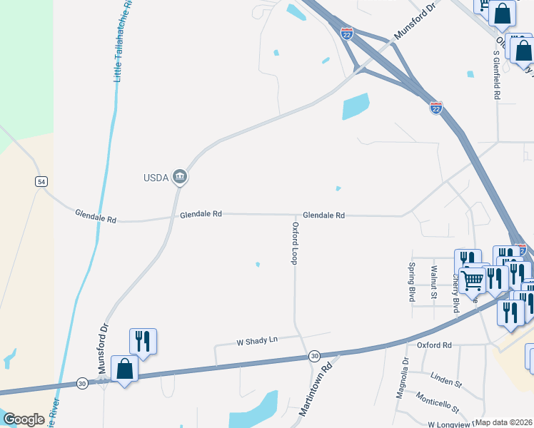 map of restaurants, bars, coffee shops, grocery stores, and more near 700-720 Glendale Road in New Albany