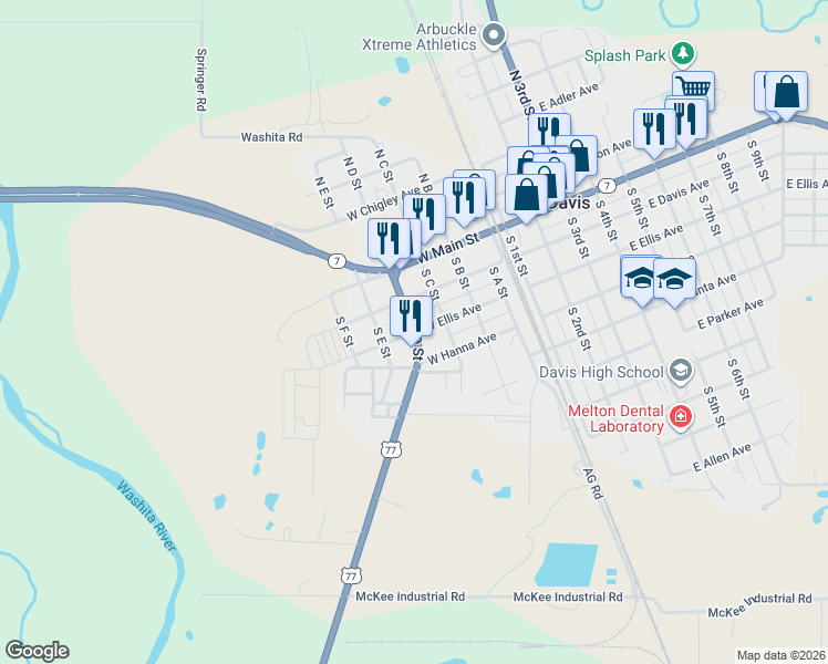 map of restaurants, bars, coffee shops, grocery stores, and more near 400 West Ellis Avenue in Davis