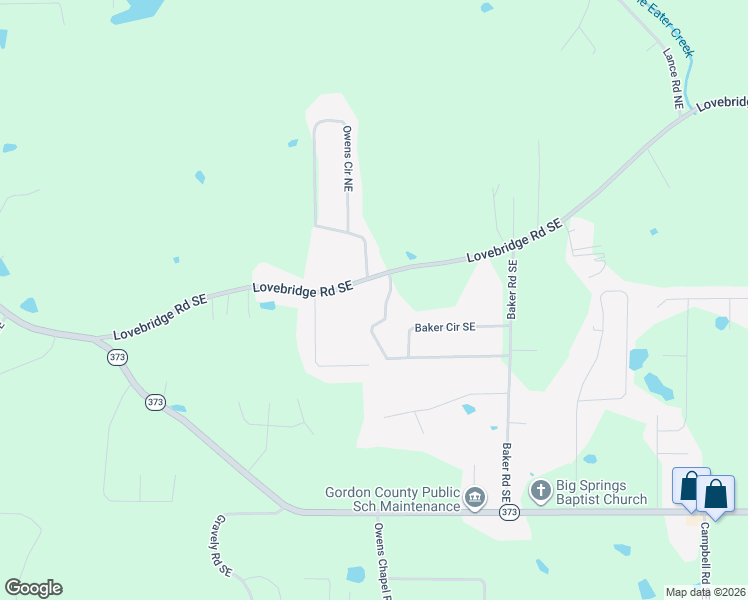 map of restaurants, bars, coffee shops, grocery stores, and more near 153 Windy Hill Road Southeast in Calhoun