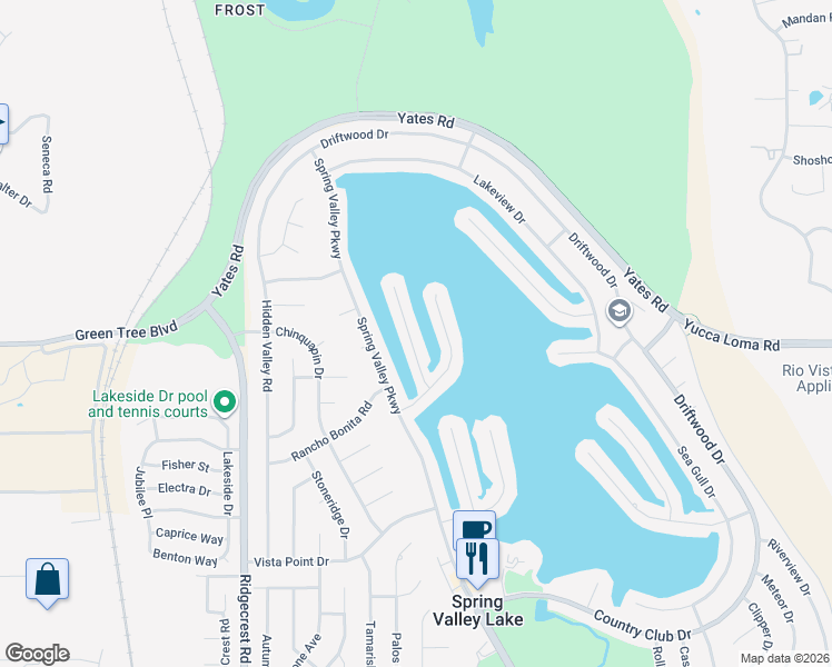 map of restaurants, bars, coffee shops, grocery stores, and more near 13715 White Sail Drive in Victorville