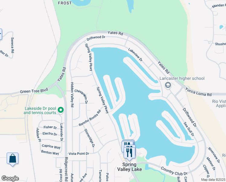 map of restaurants, bars, coffee shops, grocery stores, and more near 13715 White Sail Drive in Victorville