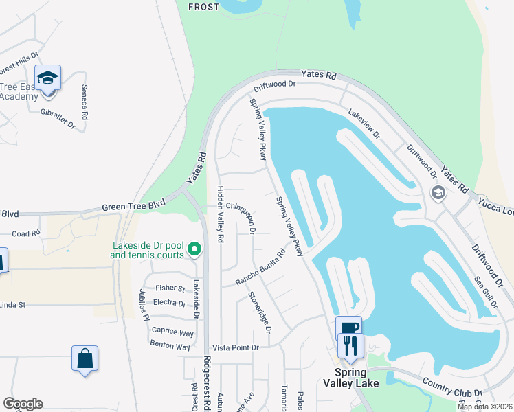 map of restaurants, bars, coffee shops, grocery stores, and more near 13685 Chinquapin Drive in Victorville