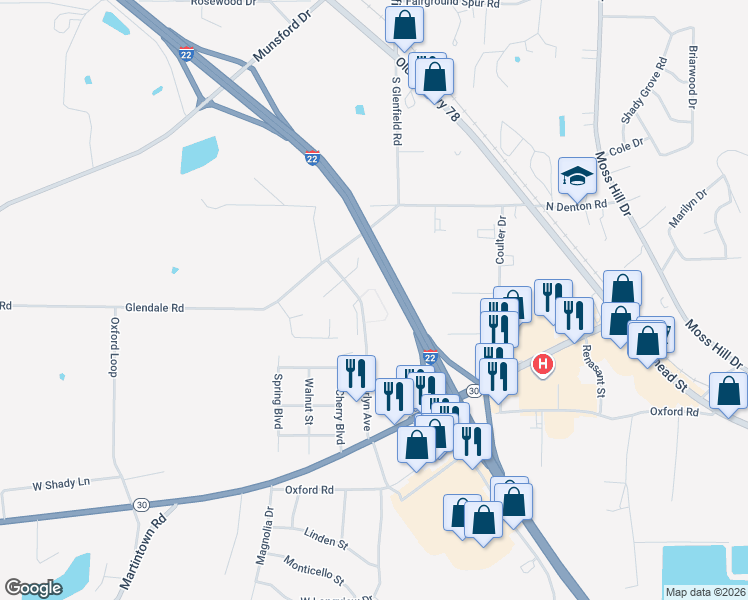 map of restaurants, bars, coffee shops, grocery stores, and more near Starlyn Lane in New Albany
