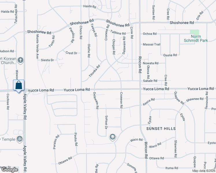 map of restaurants, bars, coffee shops, grocery stores, and more near 19878 Yucca Loma Road in Apple Valley