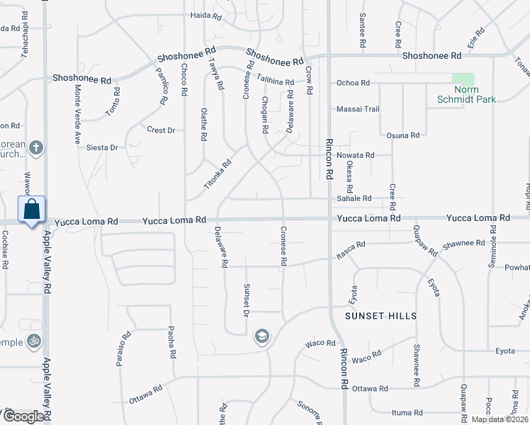 map of restaurants, bars, coffee shops, grocery stores, and more near 19920 Yucca Loma Road in Apple Valley
