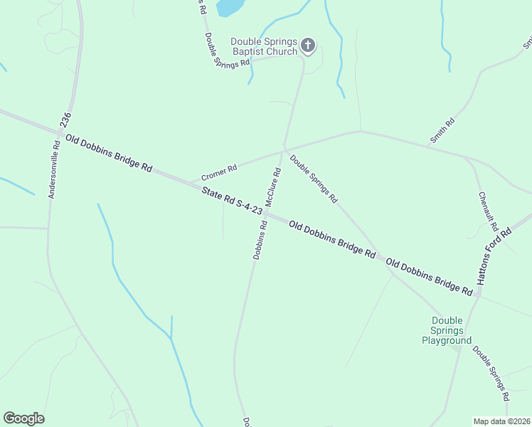 map of restaurants, bars, coffee shops, grocery stores, and more near 1431 Old Dobbins Bridge Road in Townville