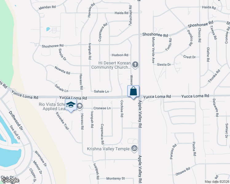 map of restaurants, bars, coffee shops, grocery stores, and more near 13761 Coachella Road in Apple Valley