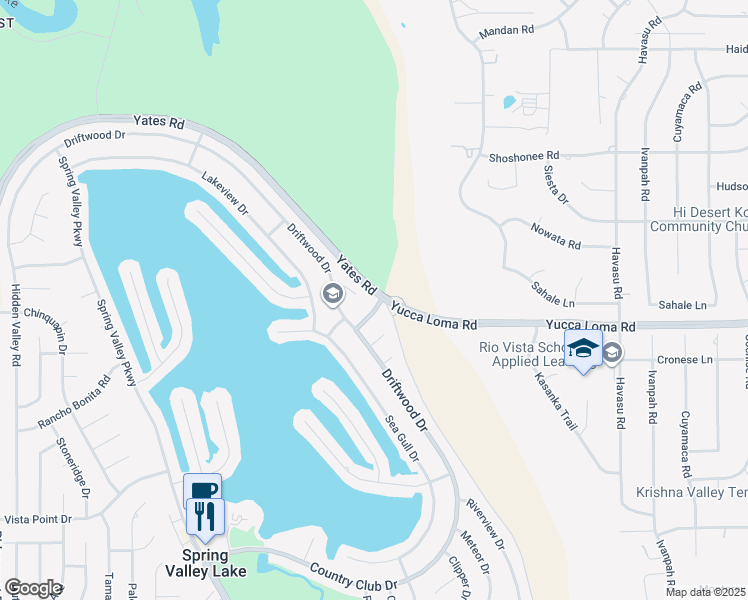 map of restaurants, bars, coffee shops, grocery stores, and more near 18460 Fortuna Lane in Victorville