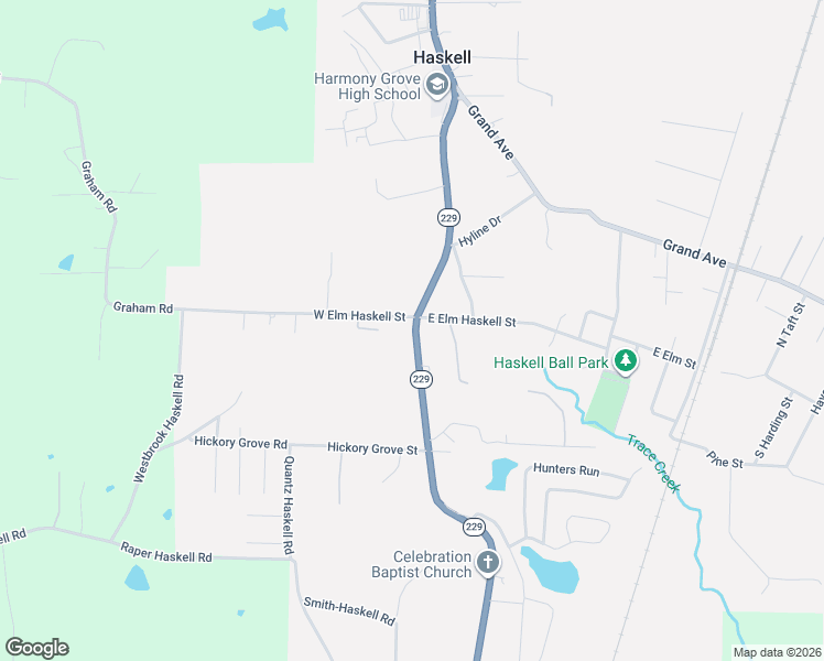 map of restaurants, bars, coffee shops, grocery stores, and more near 105 West Elm Haskell Street in Haskell