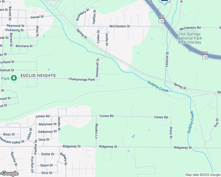 map of restaurants, bars, coffee shops, grocery stores, and more near 136 Waine Place in Hot Springs