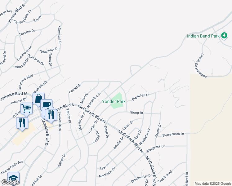 map of restaurants, bars, coffee shops, grocery stores, and more near 3925 Cherry Tree Boulevard in Lake Havasu City