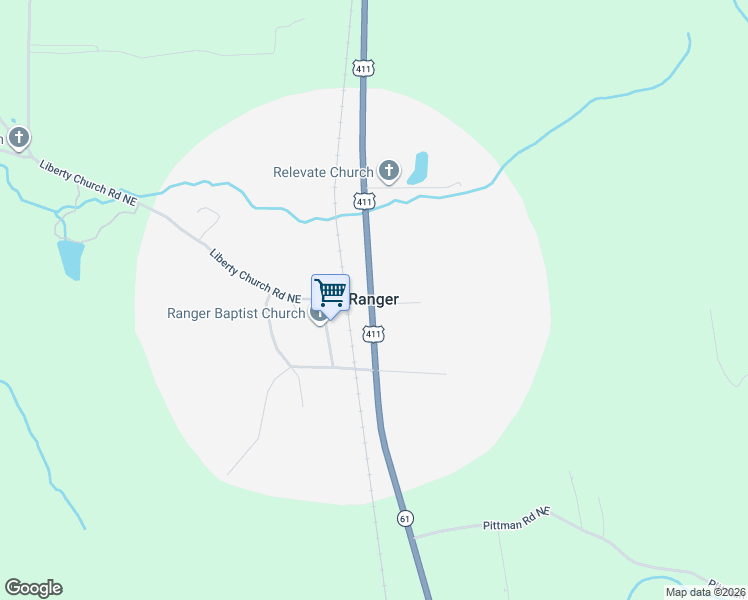 map of restaurants, bars, coffee shops, grocery stores, and more near in Ranger