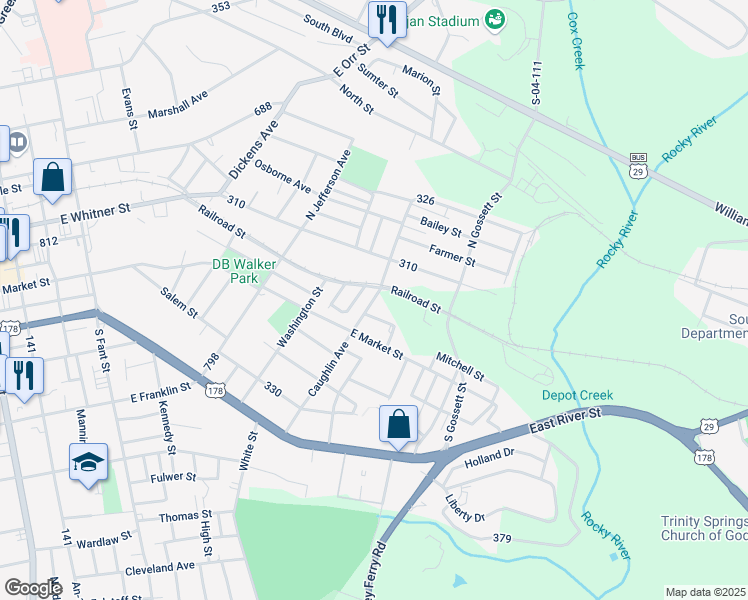 map of restaurants, bars, coffee shops, grocery stores, and more near 326 in Anderson