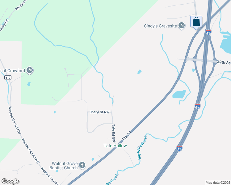 map of restaurants, bars, coffee shops, grocery stores, and more near 4230 Greenhill Boulevard Northwest in Fort Payne